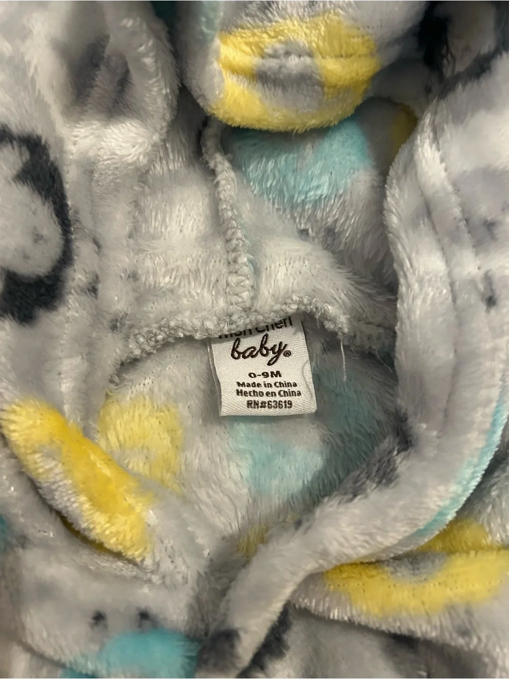 Cozy Hooded Baby Bathrobe with Bear Ears - Gray, Yellow & Teal